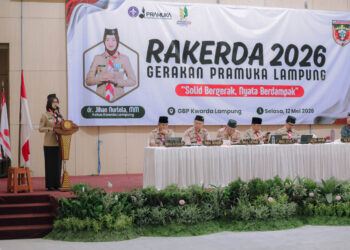 Jihan Nurlela Buka Rakerda Pramuka Lampung, Sako SPN Perkuat Pendidikan Karakter Berbasis Masjid dan Pesantren