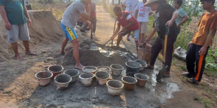 Warga Dusun Serbajadi 2 dan LDII Pemanggilan Gotong Royong Perbaiki Jalan Secara Swadaya